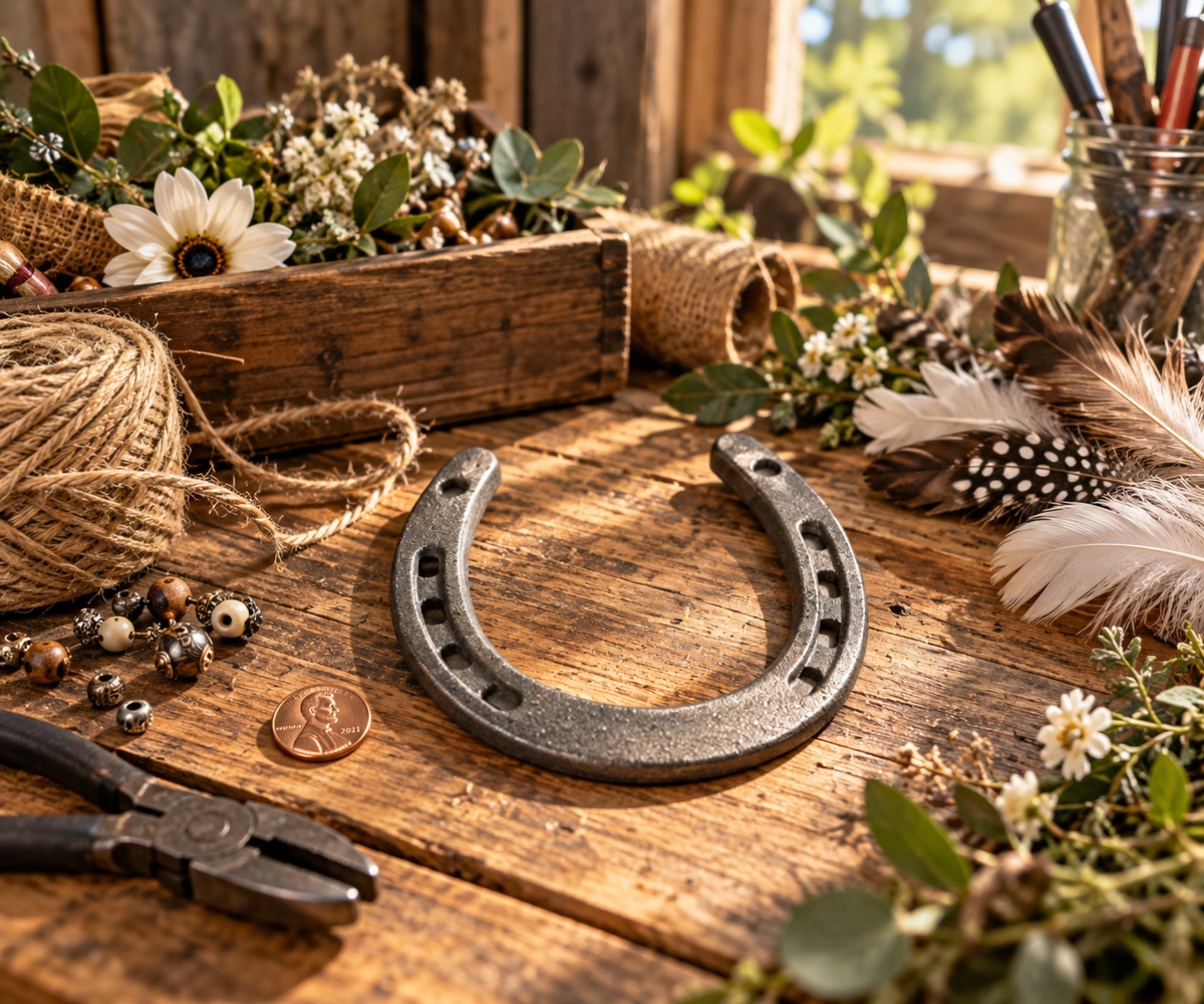 Ruby Roots Farm Horseshoe Art - horseshoe and handmade craft materials