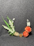 One-of-a-kind Lucky Penny Horseshoe with white greenery, orange flowers and lace detail