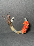 One-of-a-kind Lucky Penny Horseshoe with dried florals and orange flowers