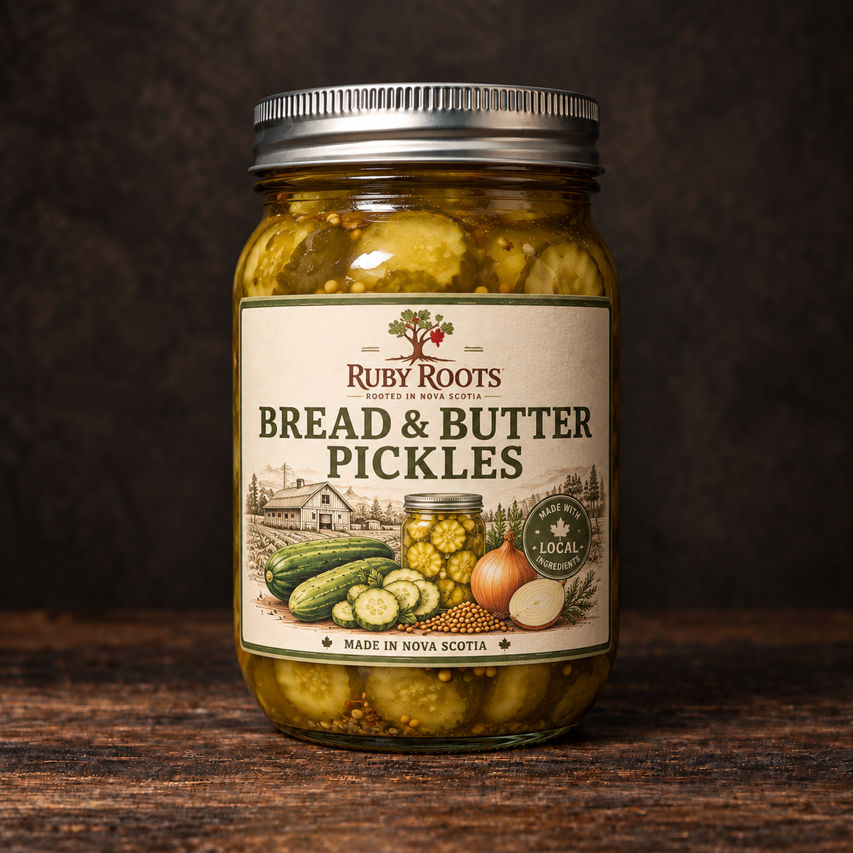 Ruby Roots Bread & Butter Pickles 500 mL jar