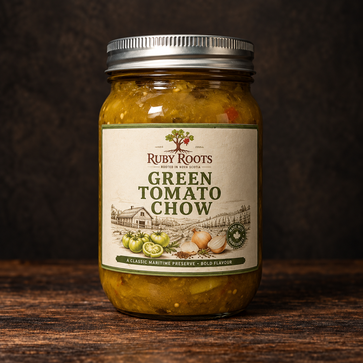 Ruby Roots Green Tomato Chow 500 mL jar