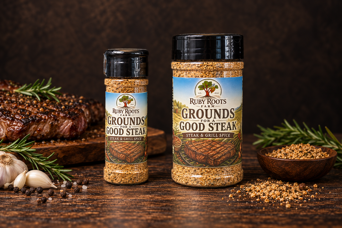 Ruby Roots Grounds for a Good Steak in 160 g and 60 g sizes