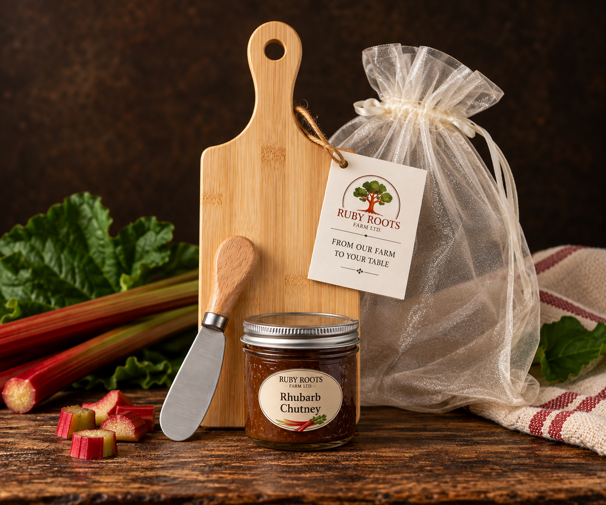 Ruby Roots Rhubarb Chutney Board & Spreader Gift Set