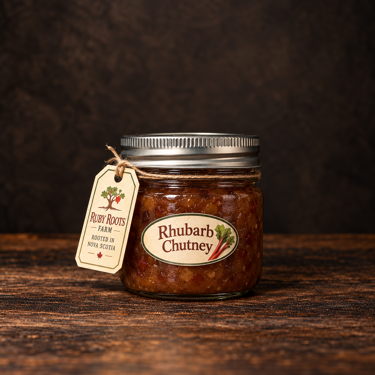 Ruby Roots Rhubarb Chutney 125 mL jar